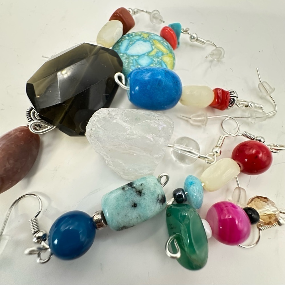 New beaded Earring Lot Of 8 Handmade natural, Glass and Acrylic 5538